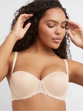 NWT Nude Strapless Push-Up Bra with Lace Trim